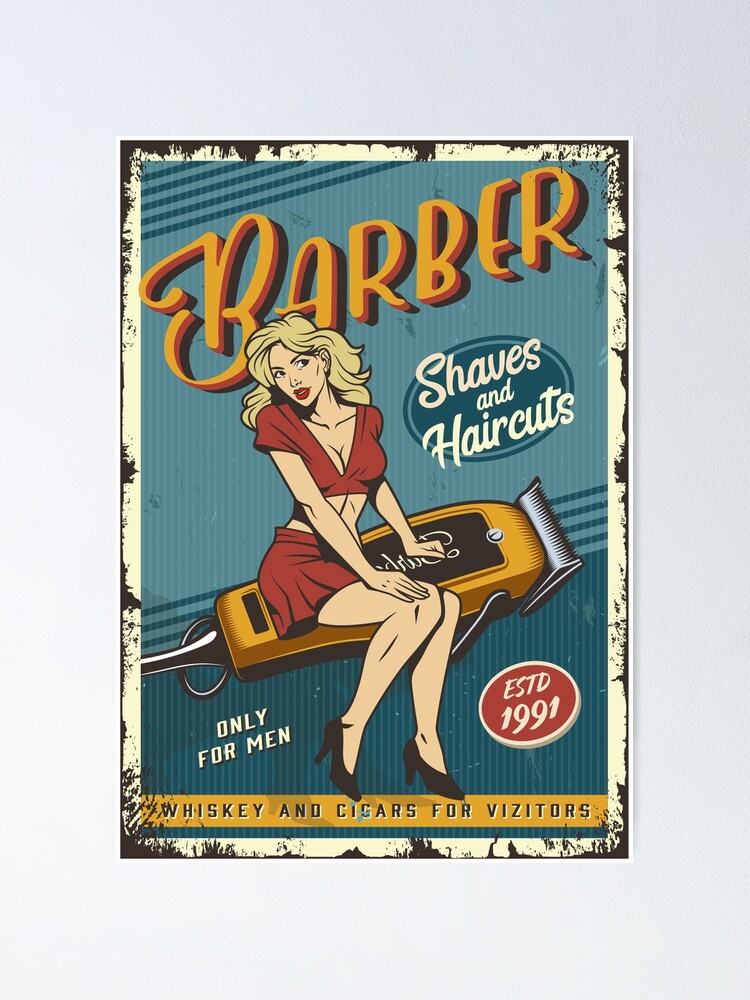 colorful-retro-pin-up-poster-barber-poster-for-sale-by-pinup-king