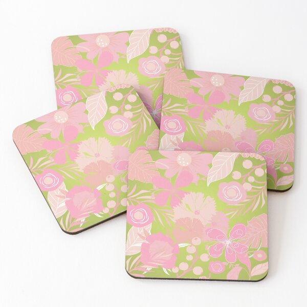 Item preview, Pink Cottage Garden on Olive Green Background designed and sold by GasconyPassion.