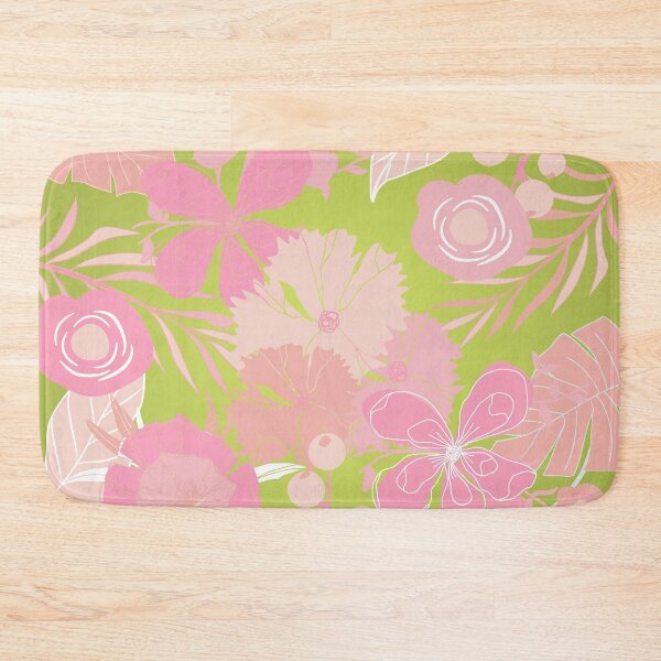 Item preview, Pink Cottage Garden on Olive Green Background designed and sold by GasconyPassion.