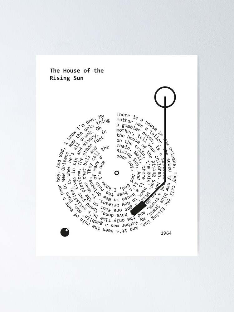 House of The Rising Sun - Lyrics Poster - The Animals