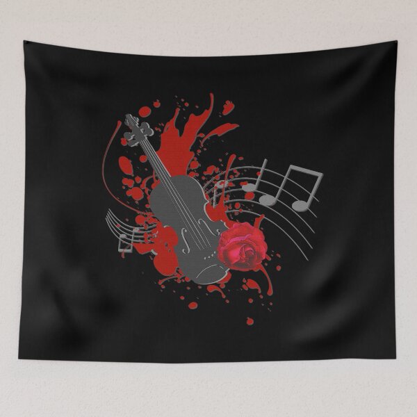 Item preview, Violin with rose pattern and music notes, musician top, creative gifts woman designed and sold by Kirei-Lily.
