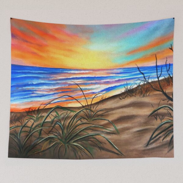 Item preview, Colourful Sunset Beach and Blue Ocean Waves in Pastel designed and sold by JulieSouster.
