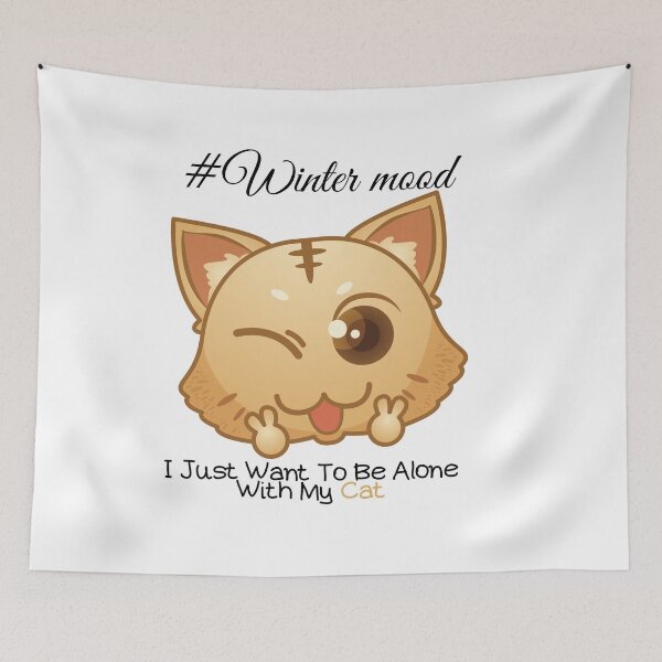 Item preview, I Just Want To Be Alone With My Cat - Trendy Wintermood Cat Design Gift Idea For Cat and Winter Lovers designed and sold by Prince - Bestseller ★★★★★.