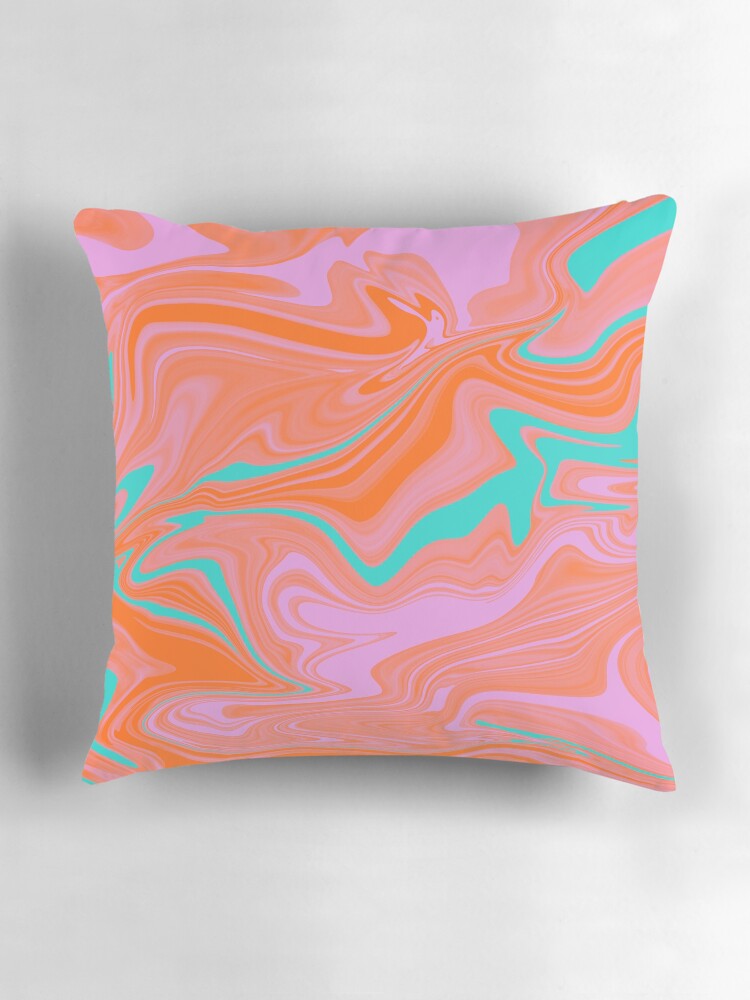 Imagen 3 de 4, Cojín con la obra Fluido abstracto contraste azul lila coral, diseñada y vendida por Lo-cura.