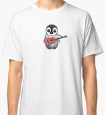 Baby Penguin Playing Norwegian Flag Guitar Classic T-Shirt