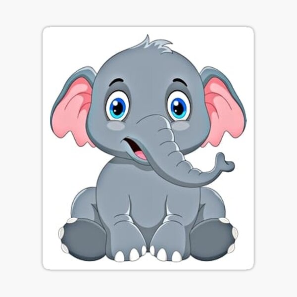 "Baby elephant cartoon" Sticker by ANewChapter18 Redbubble
