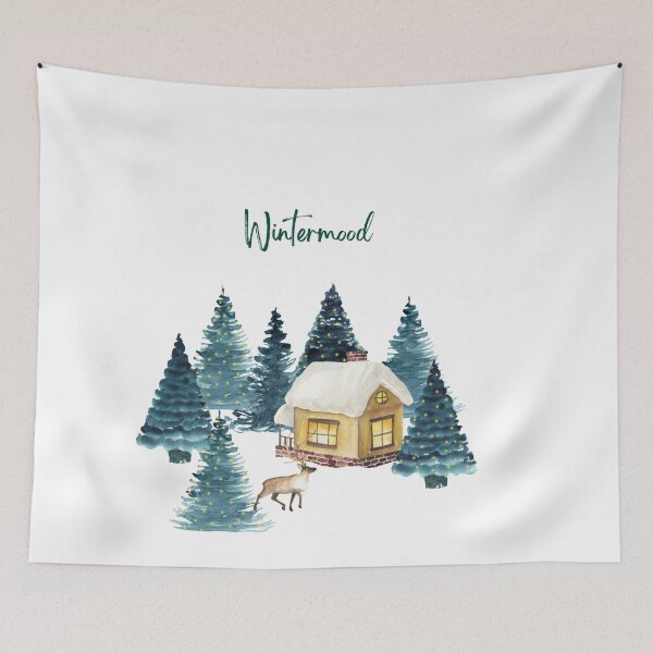 Item preview, Wintermood Cabin Illustration - Trendy Wintermood Wooden Cabin Design Gift Idea For Winter Lovers designed and sold by Prince - Bestseller ★★★★★.
