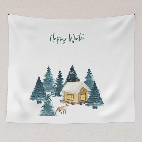 Item preview, Wintermood Happy Winter Cabin Illustration - Trendy Wintermood Wooden Cabin Design Gift Idea For Winter Lovers designed and sold by Prince - Bestseller ★★★★★.