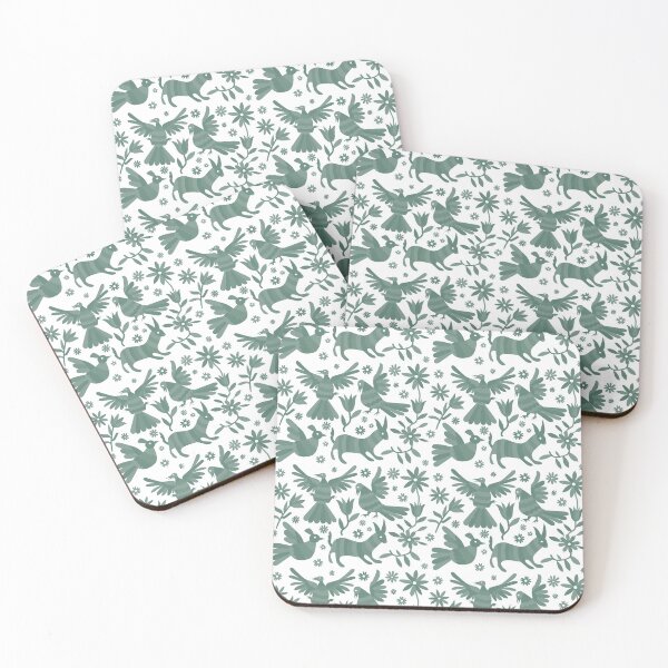 Item preview, green otomi texture, mexican otomi, mexican art, otomi, green mexican texture, mexican craft, mexican folk, otomi texture, mexican pattern, flowers, birds, animals, blue designed and sold by Terevela.