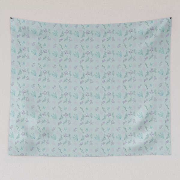 Item preview, Lavender Green Teal Summer Flowers Pattern designed and sold by Missing In Art.