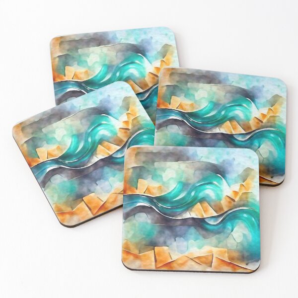 Item preview, Abstract teal waves  designed and sold by siwabudda.