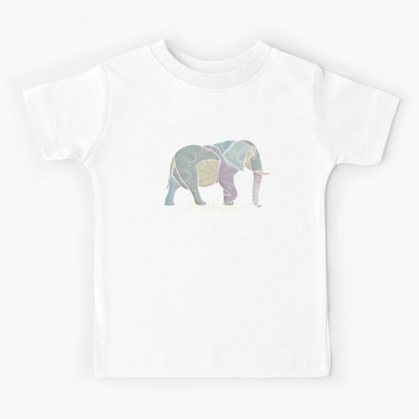 CY SHOP Elephant Cute Doodles Childrens Boys Girls Contrast Short Sleeve T-Shirt 