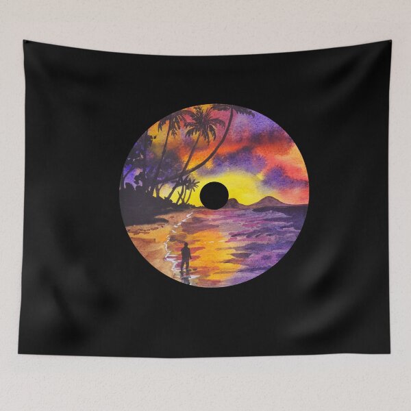 Aperçu de l'œuvre Aquarelle Sunset Beach Vinyle Records Pour les lecteurs de musique des années 80 ou les mélomanes - Vinyle Records créée et vendue par Funwithmusic.