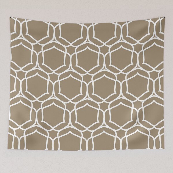 Item preview, Brown and White Overlapping Shape Tile Pattern Pairs DE 2022 Trending Color Tuscan Mosaic DE6208 designed and sold by ColorOfTheYears.