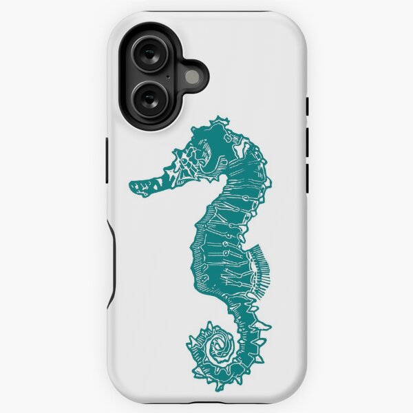 Seahorse illustration from an original linocut print iPhone Tough Case