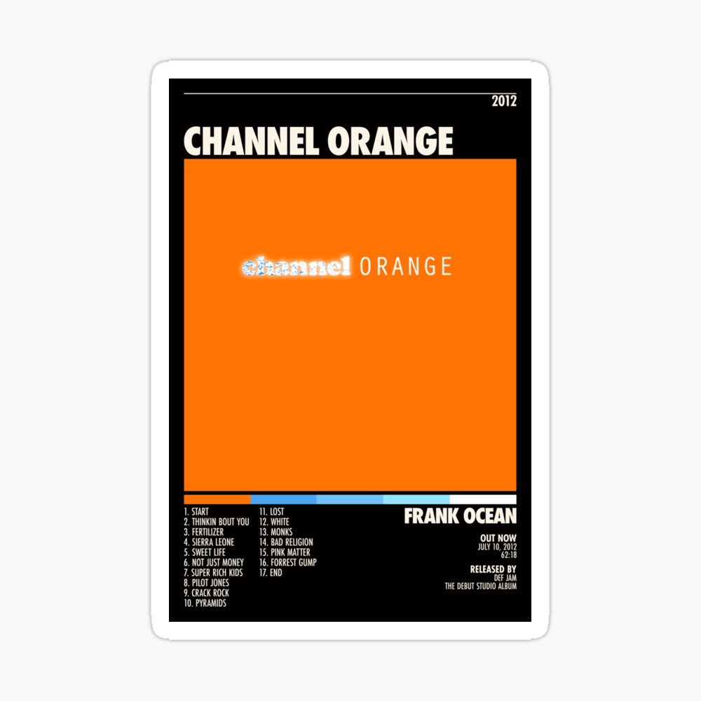 Frank Ocean Channel Orange Album - Tracklist | Photographic Print