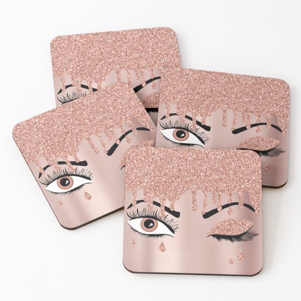Item preview, Rose Pink Gold Eyelashes Dripping Glitter designed and sold by idovedesign.