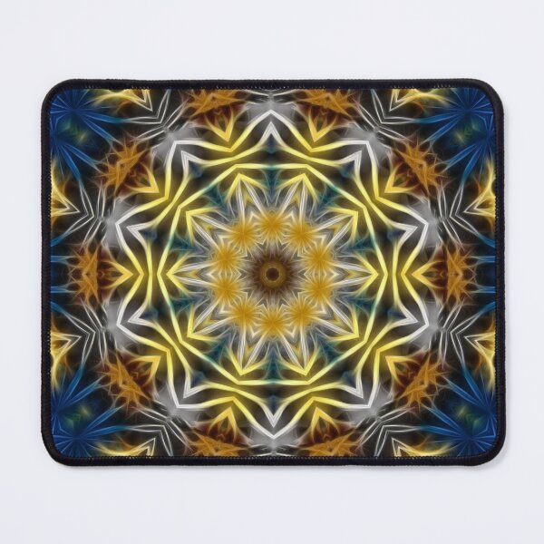 Item preview, Blue and Yellow Fractal daisies Kaleidoscope 217 designed and sold by bloomingvine.