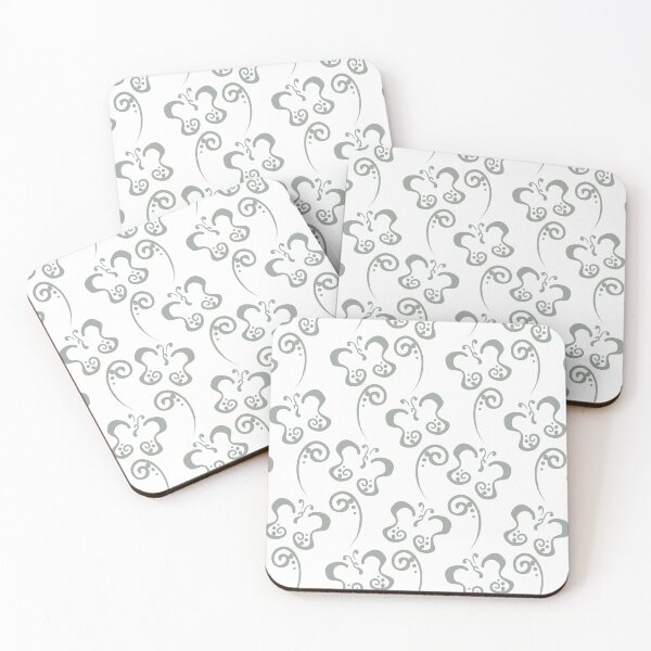 Item preview, Gray and White Butterfly and Scroll Pattern Pairs DE 2022 Trending Color Casting Shadow DE6291 designed and sold by ColorOfTheYears.
