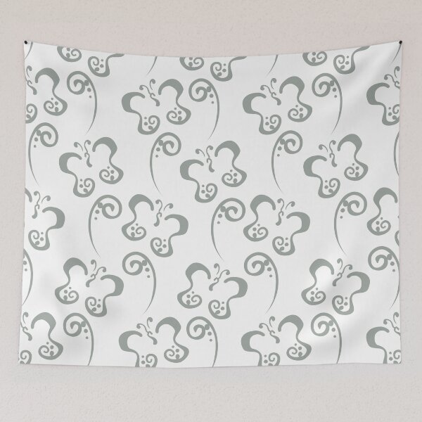 Item preview, Gray and White Butterfly and Scroll Pattern Pairs DE 2022 Trending Color Casting Shadow DE6291 designed and sold by ColorOfTheYears.