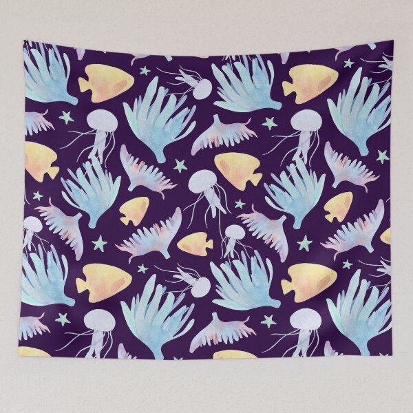 Item preview, World Beach Day Cute Blue Sea Fishes Starfish Jellyfish Socks Swimmers Aquarium Gift Idea Sea Animals Socks  designed and sold by Dr.YesOrNo.