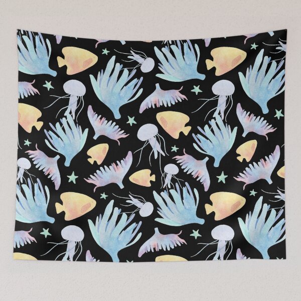 Item preview, World Beach Day Cute Blue Sea Fishes Starfish Jellyfish Socks Swimmers Aquarium Gift Idea Sea Animals Socks  designed and sold by Dr.YesOrNo.