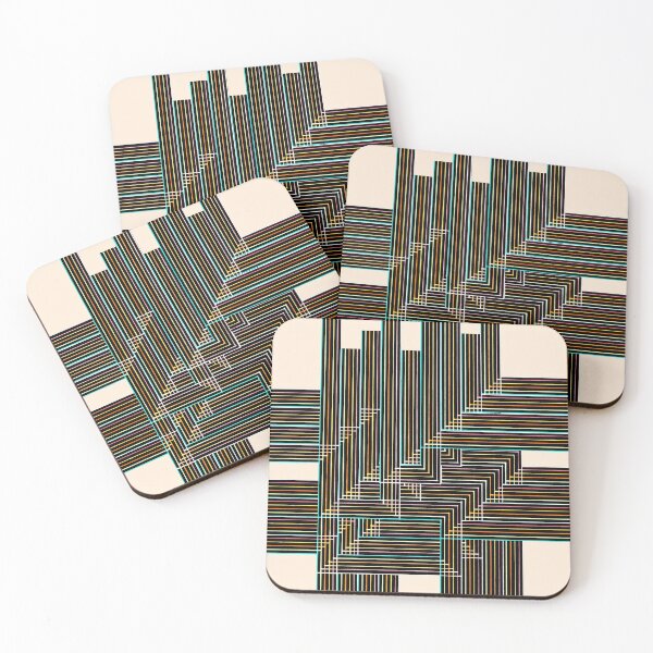 Item preview, Multyplied parallel and perpendicular hand-drawn color pen lines in beige "Geometric Works" designed and sold by Istvan Ocztos.