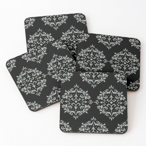 Item preview, Black and Gray Simple Damask Scroll Pattern Pairs DE 2022 Trending Color Casting Shadow DE6291 designed and sold by ColorOfTheYears.