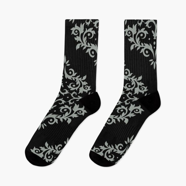 Item preview, Black and Gray Simple Damask Scroll Pattern Pairs DE 2022 Trending Color Casting Shadow DE6291 designed and sold by ColorOfTheYears.