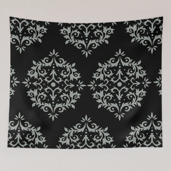 Item preview, Black and Gray Simple Damask Scroll Pattern Pairs DE 2022 Trending Color Casting Shadow DE6291 designed and sold by ColorOfTheYears.