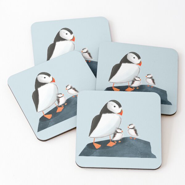 Item preview, Puffin and Pufflings (Blue Background) designed and sold by zyrapaint.