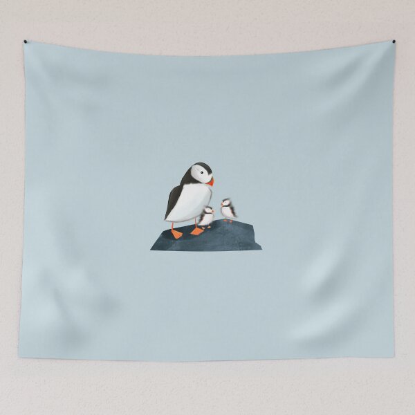 Item preview, Puffin and Pufflings (Blue Background) designed and sold by zyrapaint.
