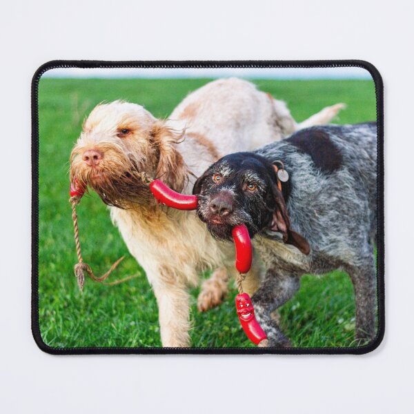 Item preview, Two happy dogs and a smiling sausage designed and sold by FOLK ART FUSION by heidiannemorris.