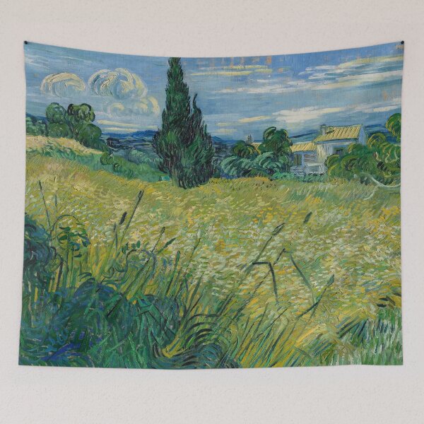 Item preview, Green Wheat Field Landscape Painting designed and sold by livianasgifts.