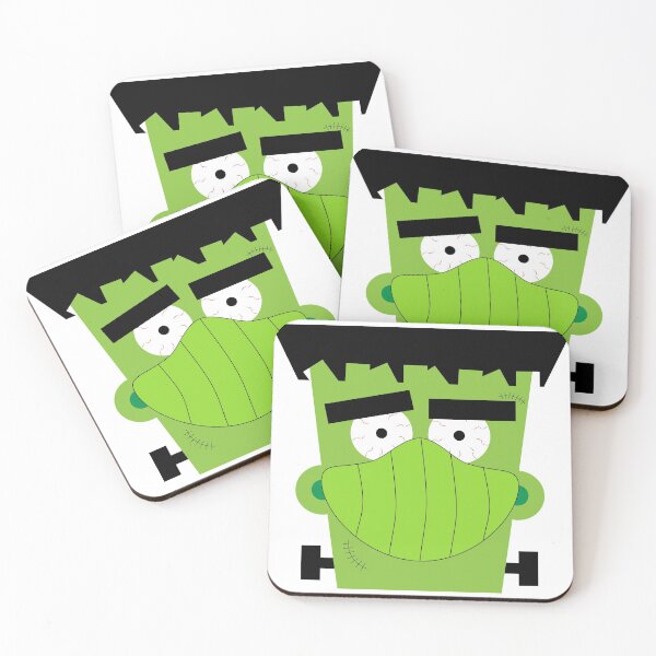 Item preview, Scary Halloween Undead Green Frankenstein Head Cartoon with mask designed and sold by graphicbidu.
