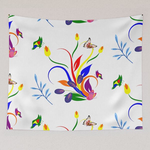 Item preview, Colorful Flowers And Butterflies designed and sold by DeevaValli.