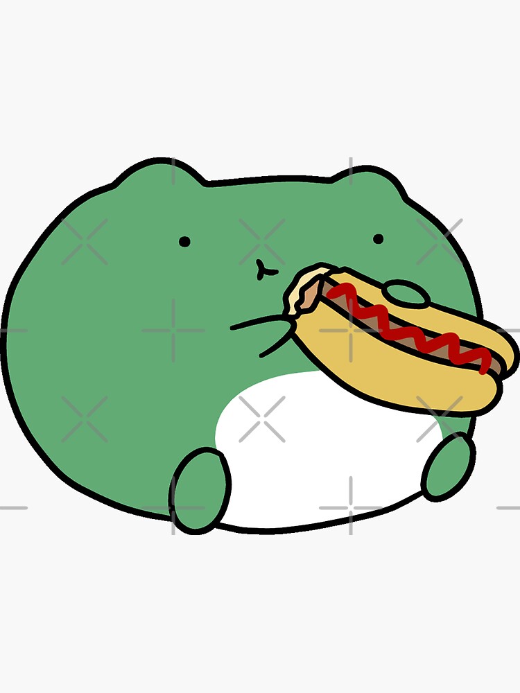 "Frog Eating Hotdog" Sticker for Sale by SaradaBoru | Redbubble