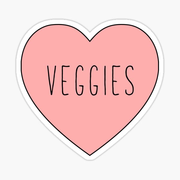 I Love Veggies Heart | Black Variant Sticker