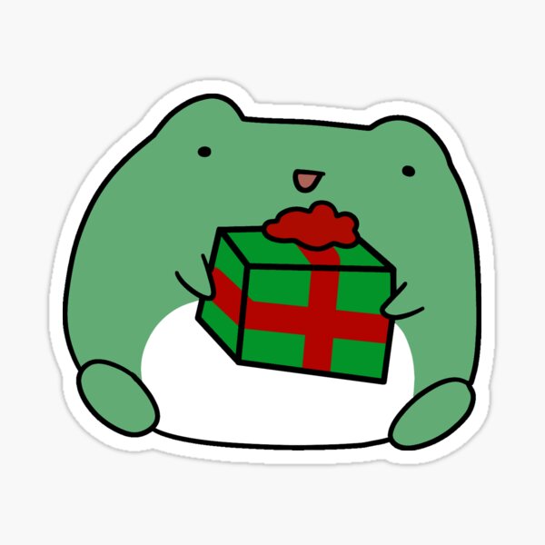 Frog Holding a Gift Sticker for Sale by SaradaBoru