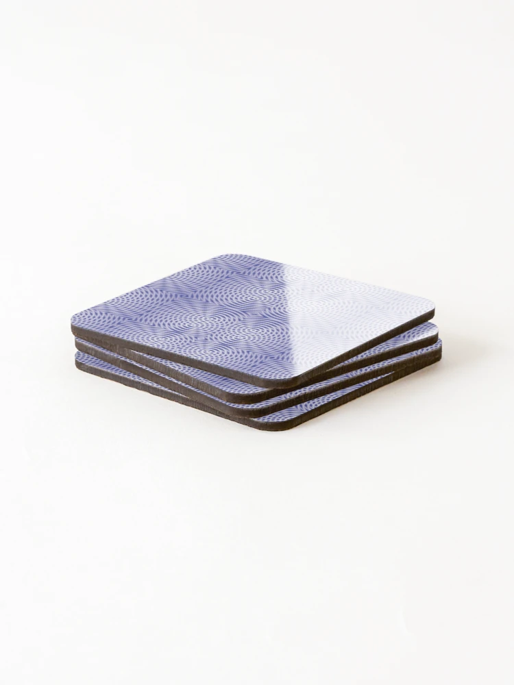Thumbnail 4 of 5, Coasters (Set of 4), Blue Rings Pattern designed and sold by xorbah.