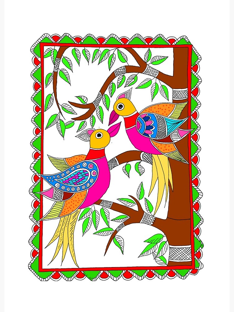 parrot madhubani painting