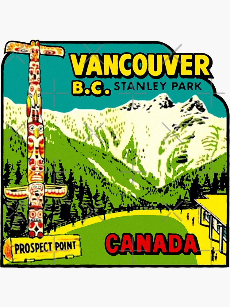 Vancouver BC Stanley Park Vintage Travel Decal by hilda74