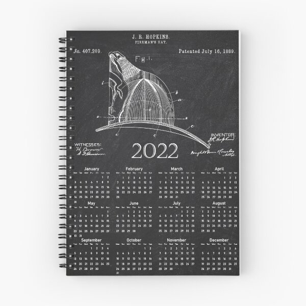 Item preview, Calendar 2022 Fireman's Helmet Patent Chalkboard designed and sold by InkedArtPrints.