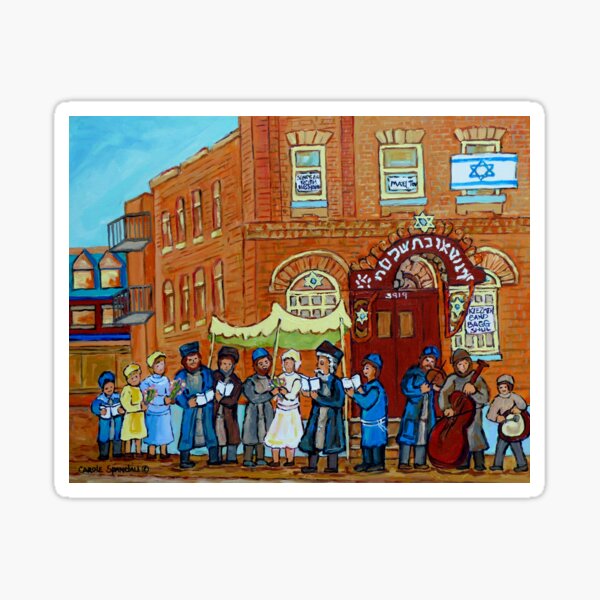 Item preview, JEWISH WEDDING UNDER THE CHUPA BAGG SYNAGOGUE MONTREAL STREET SCENE designed and sold by Carole  Spandau.