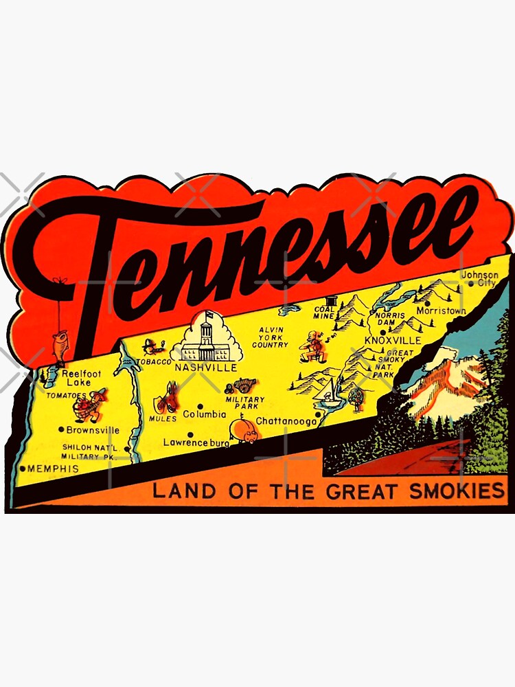 Thumbnail 3 of 3, Sticker, Tennessee TN State Map Vintage Travel Decal designed and sold by hilda74.