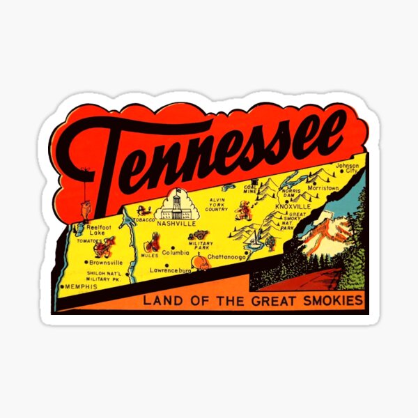 Tennessee TN State Map Vintage Travel Decal Sticker