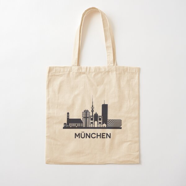 Munich Skyline Emblem Cotton Tote Bag