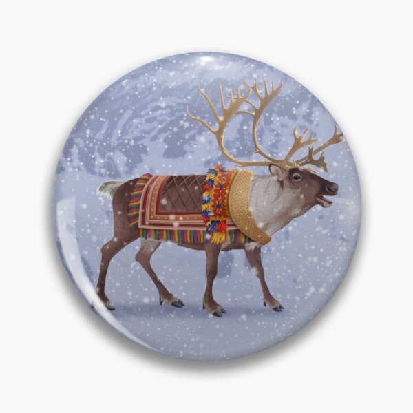 Item preview, Reno vistiendo una manta noruega Sami designed and sold by Prints by Tracy Sabin.