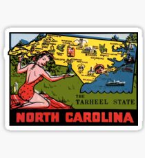 North Carolina NC State Map Vintage Travel Decal Sticker