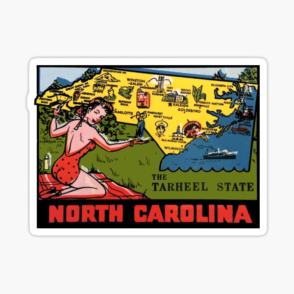 Item preview, North Carolina NC State Map Vintage Travel Decal designed and sold by hilda74.